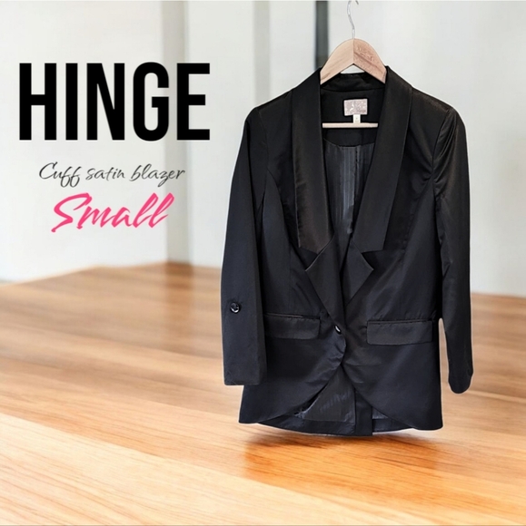 NEW, Hinge By Nordstroms Black Satin Blazer for Women, Size Small - Picture 2 of 5